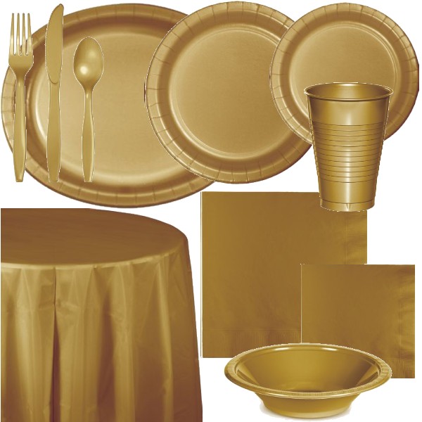 Gold Paper and Plastic Dinnerware