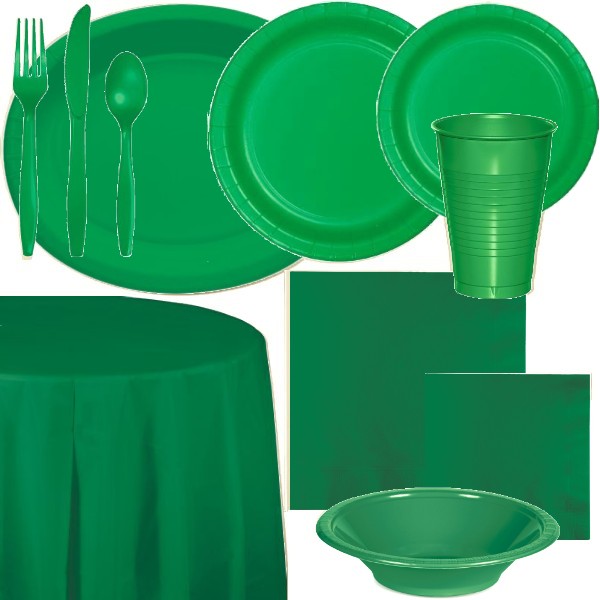 Green Paper and Plastic Dinnerware