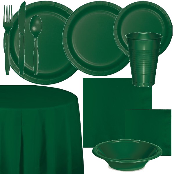 Hunter Green Paper and Plastic Dinnerware