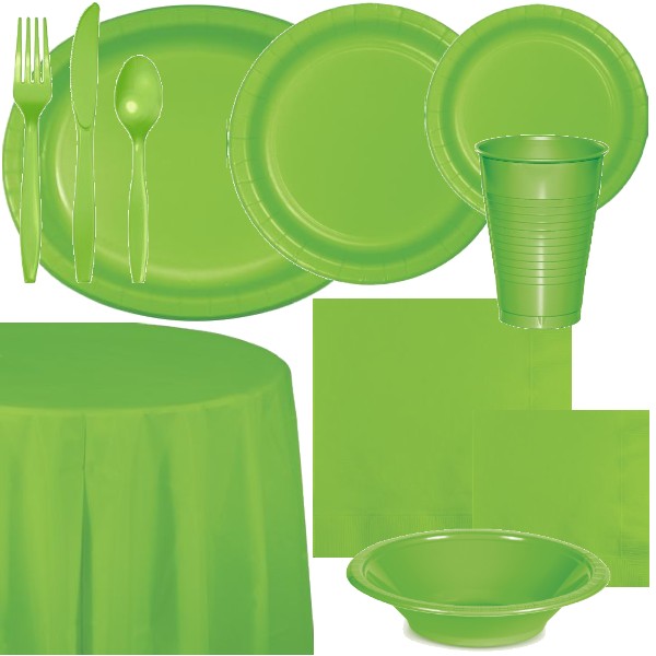 Lime Green Paper and Plastic Dinnerware