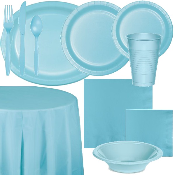 Pastel Blue Paper and Plastic Dinnerware