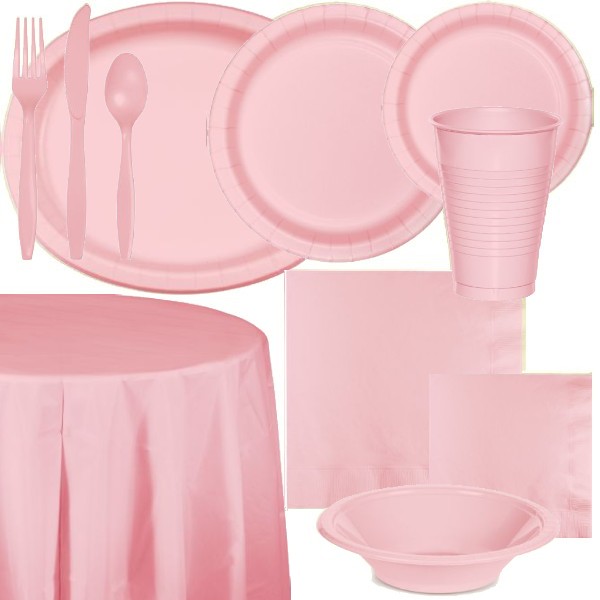 Pink Paper and Plastic Dinnerware