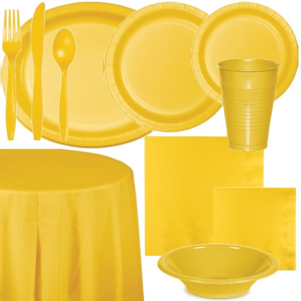 School Bus Yellow Paper and Plastic Dinnerware