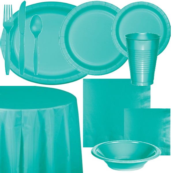 Teal Lagoon Paper and Plastic Dinnerware