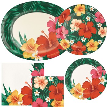 Tropical Flowers Paper Plates and Napkins