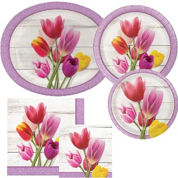 Beautiful Tulip Blossoms Paper Plates & Napkins
