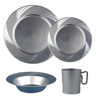 Silver Newbury Plastic Dinnerware