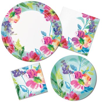 Painterly Floral Paper Plates & Napkins