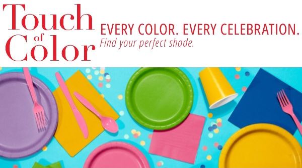 Touch of Color paper and plastic tableware